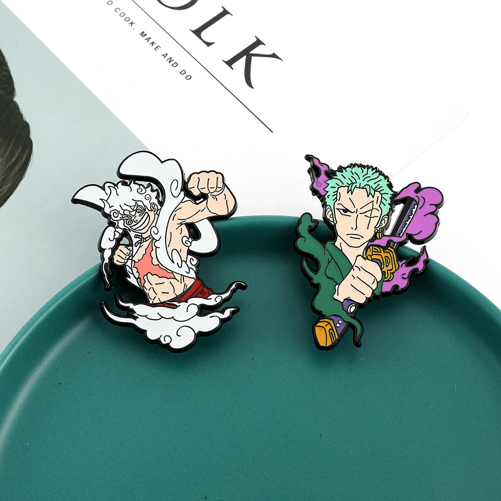 Zoro Anime Merchandise - 日本の漫画アニメキャラクター商品ワンピースブローチルフィゾロ高級エナメルアクセサリーY2Kファッションおもちゃアニメ