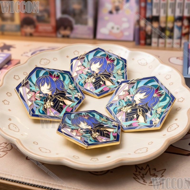 Anime Merchandise Jacket - 原神インパクト六角形オリジナル同人ピンエッチングバッジバックパックコスプレピンゲームグッズフェスティバルファンシーコミックコン