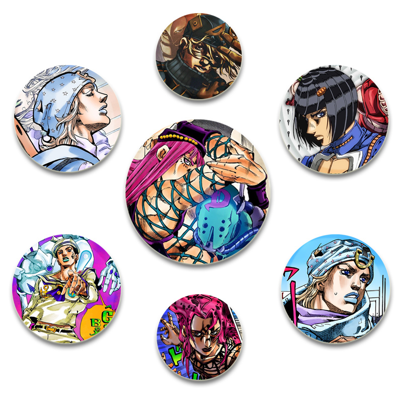 Jjk Anime Merchandise - 32/44/58 ミリメートルジョジョの奇妙な冒険アニメピンブローチ DIY ボタンスナップインクラフトバッグや服装飾