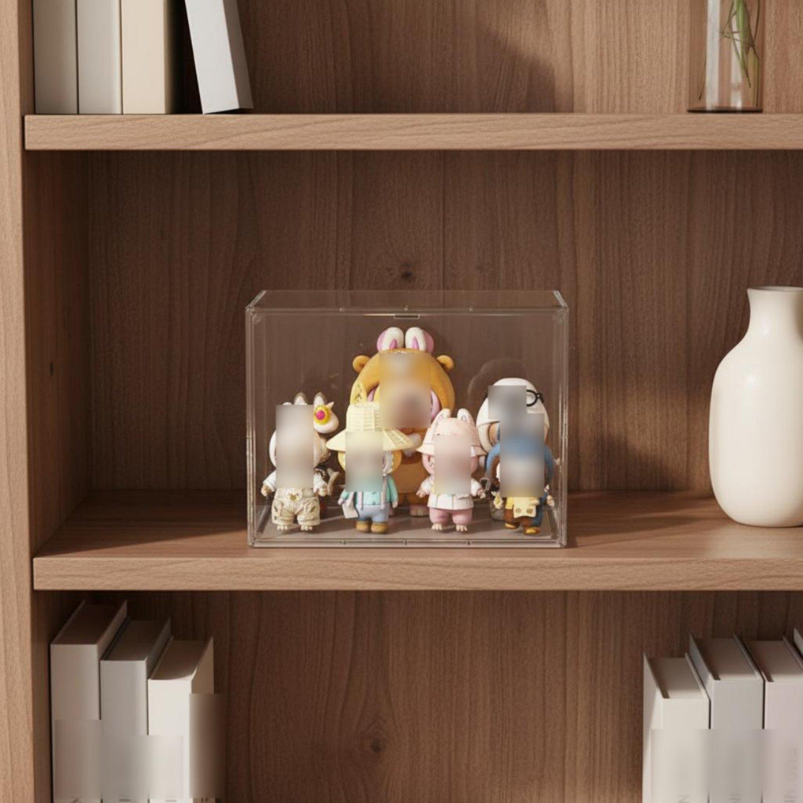 Figure Display Box - 大型アクリル製ドールディスプレイ棚、取り外し可能な仕切り付き、積み重ね可能なブラインドボックスフィギュア用おもちゃ収納ケース