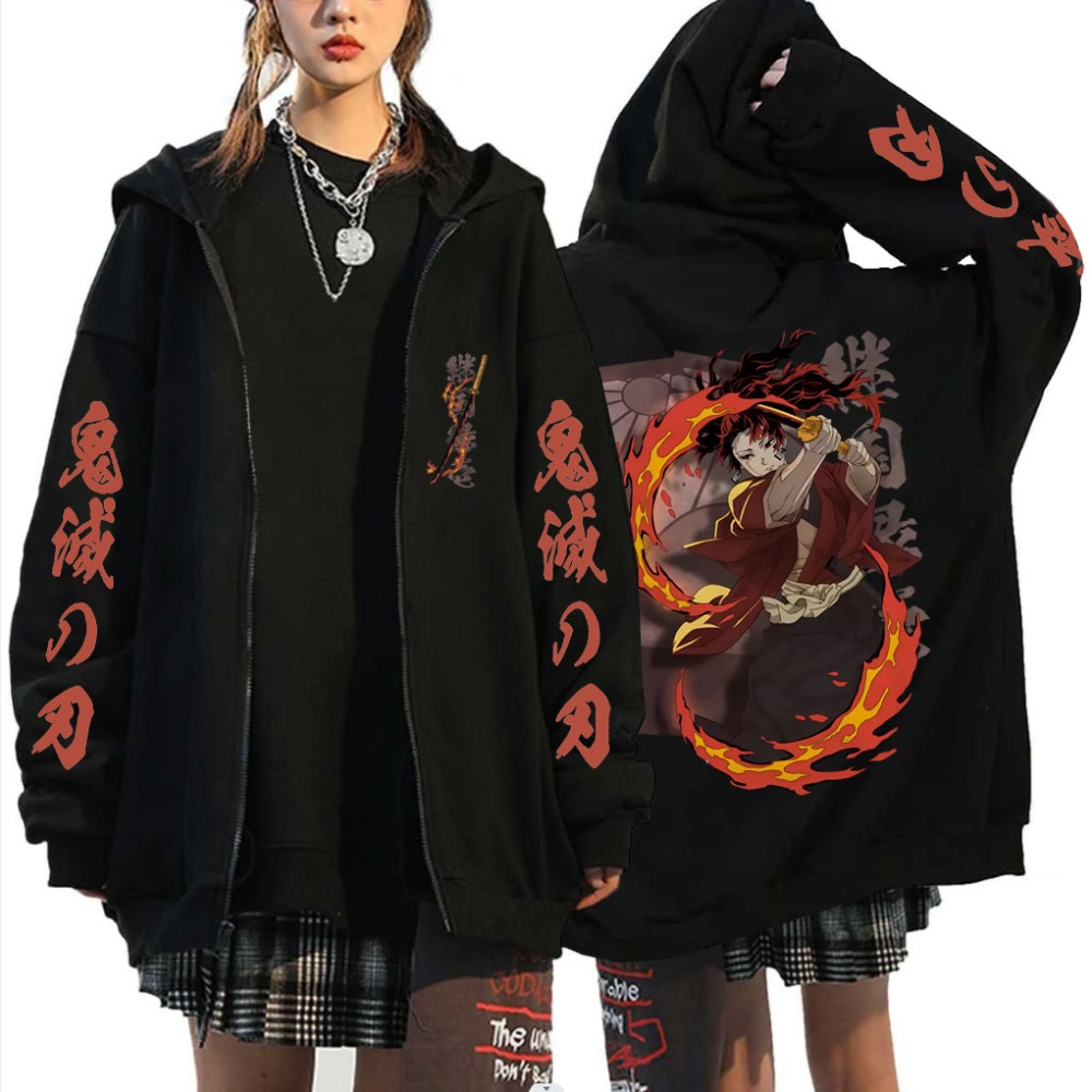 Anime Merchandise Store In Japan - 新しい鬼滅の刃継国縁壱グッズジッパーフーディ男性女性ファッションオーバーサイズジップアップジャケット男性フリースジップアップスウェットシャツ