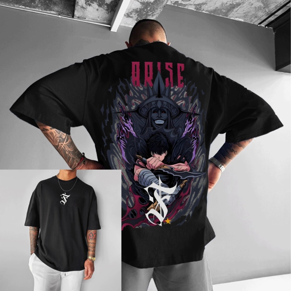 アニメソロレベルリングアライズプリント特大メンズ Tシャツ夏 - Anime Merchandise Store In Japan のレビューと価格