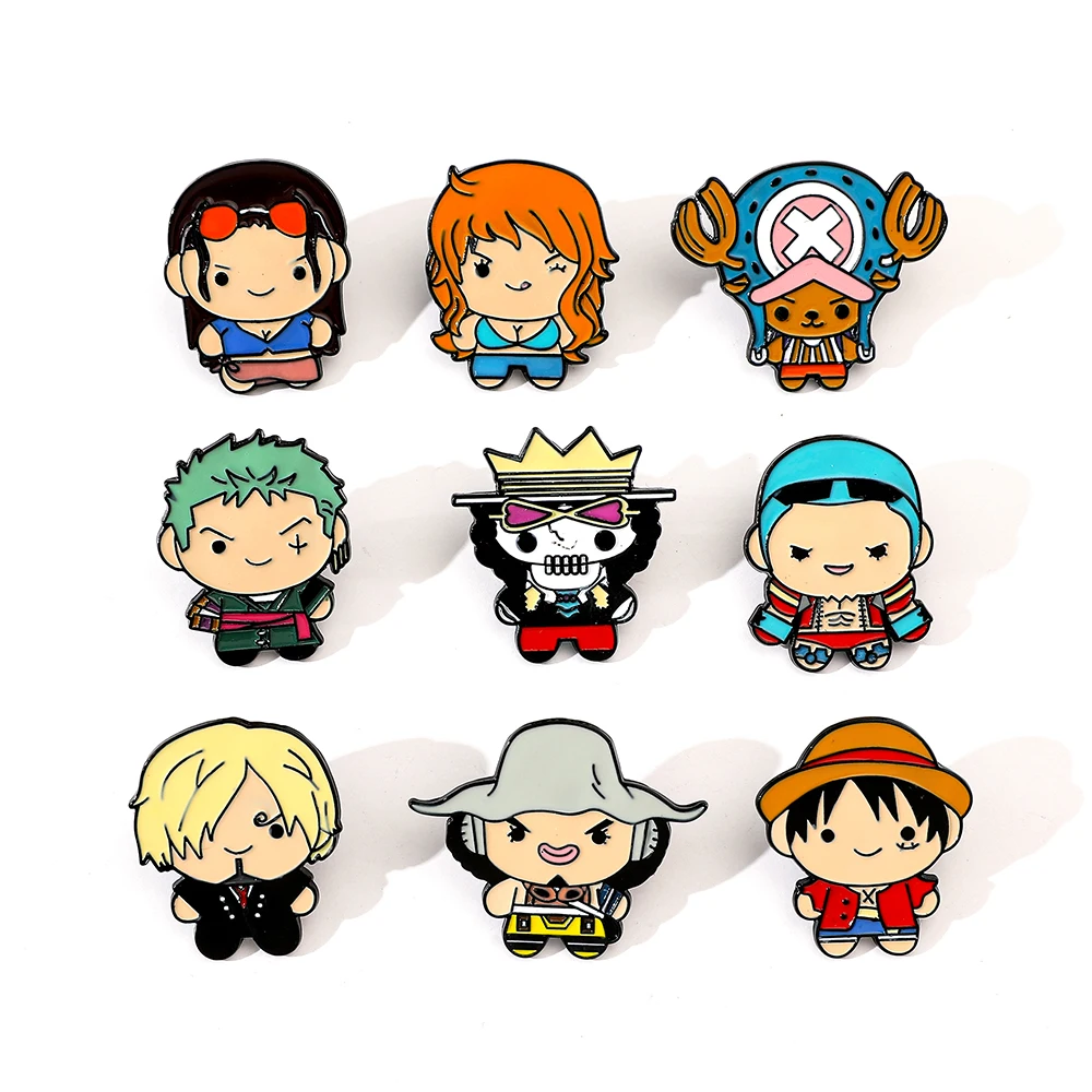 9 個クリエイティブ漫画ブローチアニメワンピースエナメルピン - Anime One Piece Merchandise のレビューと価格