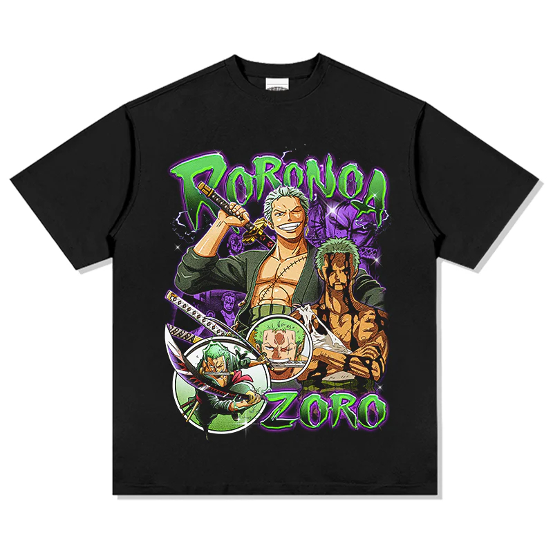新しいワンピースゾロ周辺プリント Tシャツメンズ夏日本ルーズ - Zoro Anime Merchandise のレビューと価格
