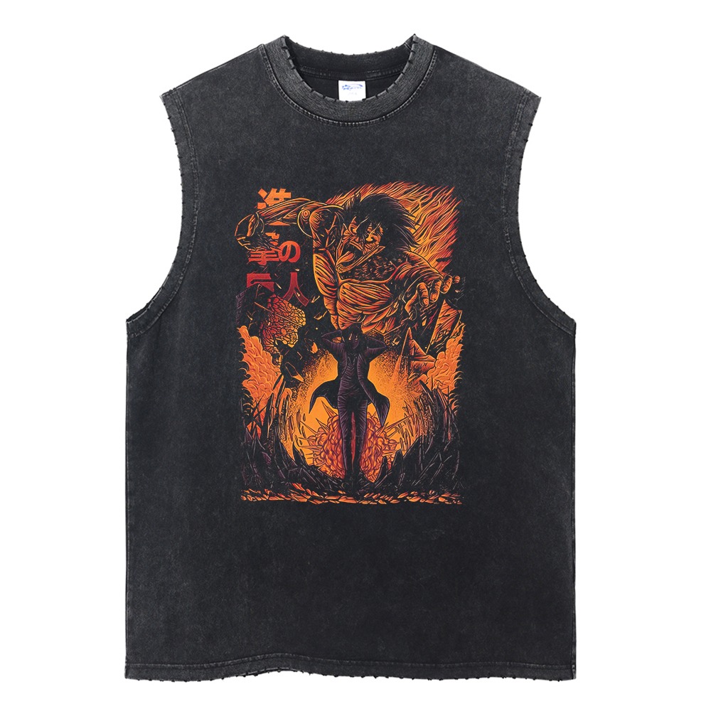 新しい進撃の巨人メンズジムベスト夏 Y2k ウォッシュドヴィ - Anime Merchandise Store In Japan のレビューと価格