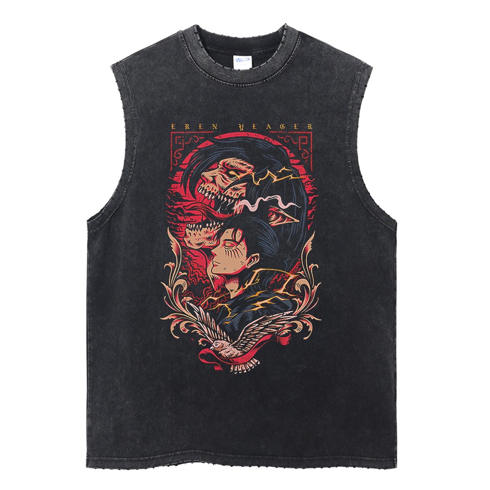 新しい進撃の巨人メンズジムベスト夏 Y2k ウォッシュドヴィ - Anime Merchandise Store In Japan のレビューと価格