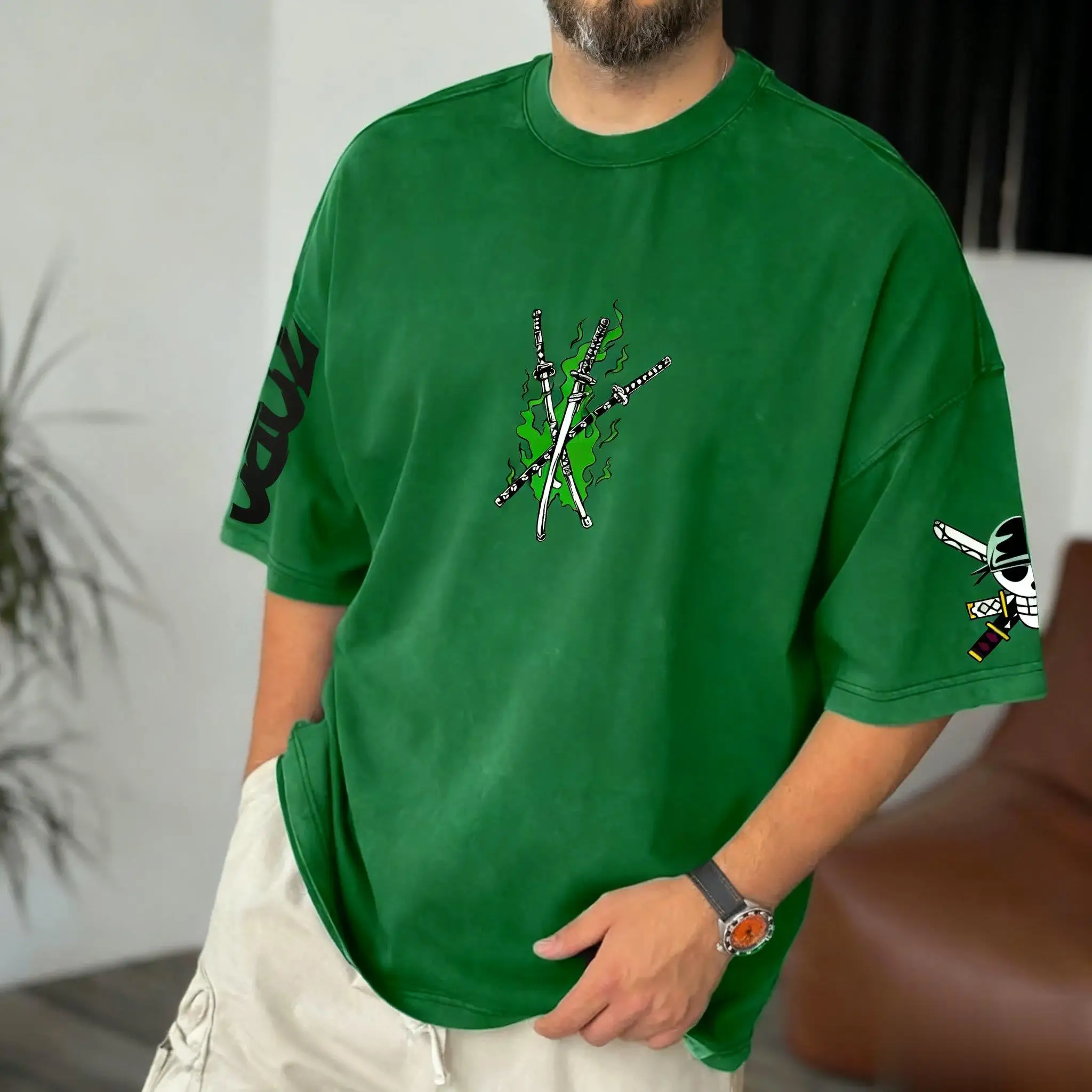 夏 Y2K アニメ ワンピース ゾロ グラフィック Tシャツ - Zoro Anime Merchandise のレビューと価格