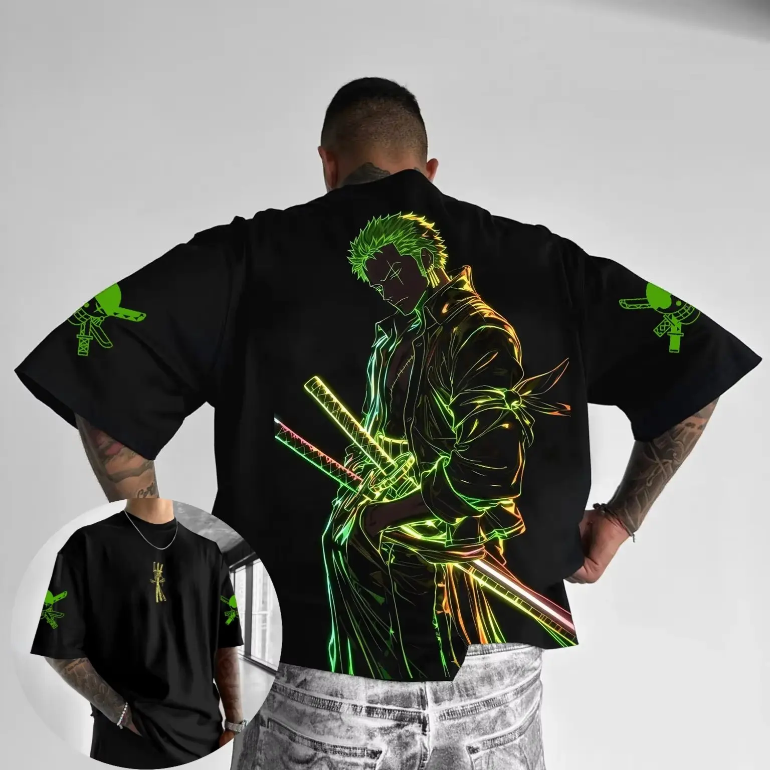 夏 Y2K アニメ ワンピース ゾロ グラフィック Tシャツ - Zoro Anime Merchandise のレビューと価格